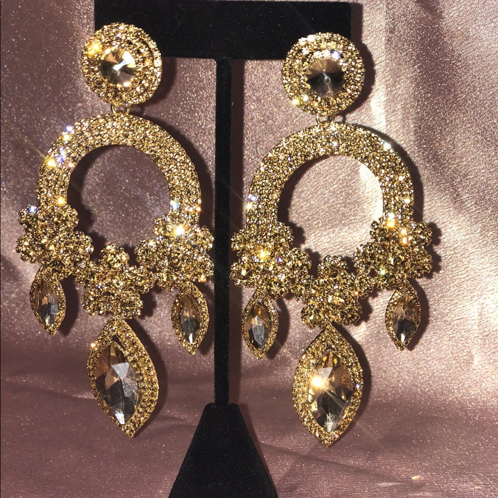 Honey Topaz crystal Chandelier Earrings
